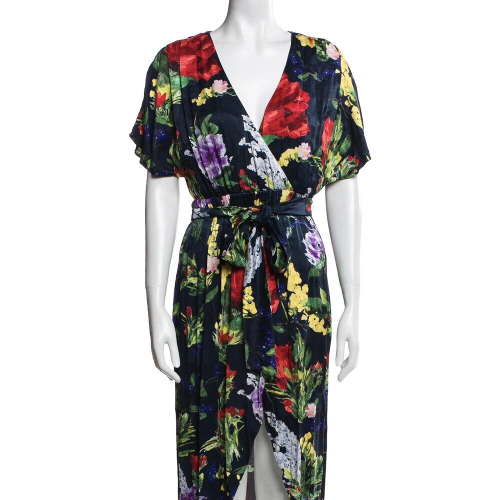 Alice + Olivia Floral Print Long Wrap Dress